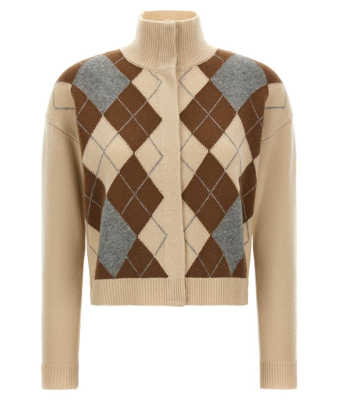 MAX MARA STUDIO Бежевый шерстяной кардиган, фото 1