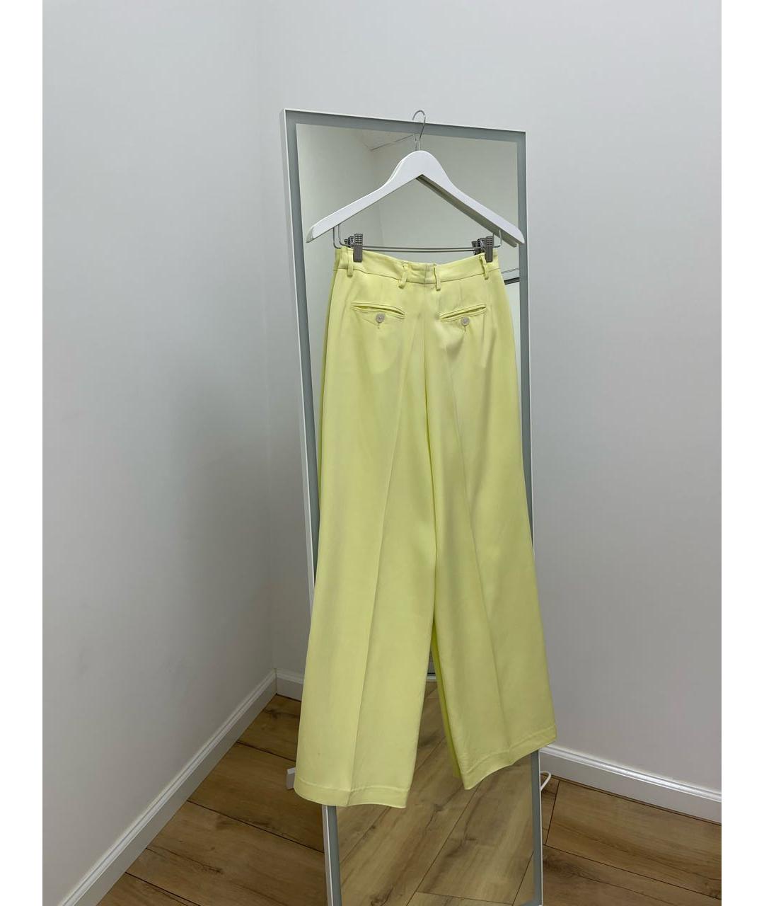KITON Желтые шелковые брюки широкие, фото 2