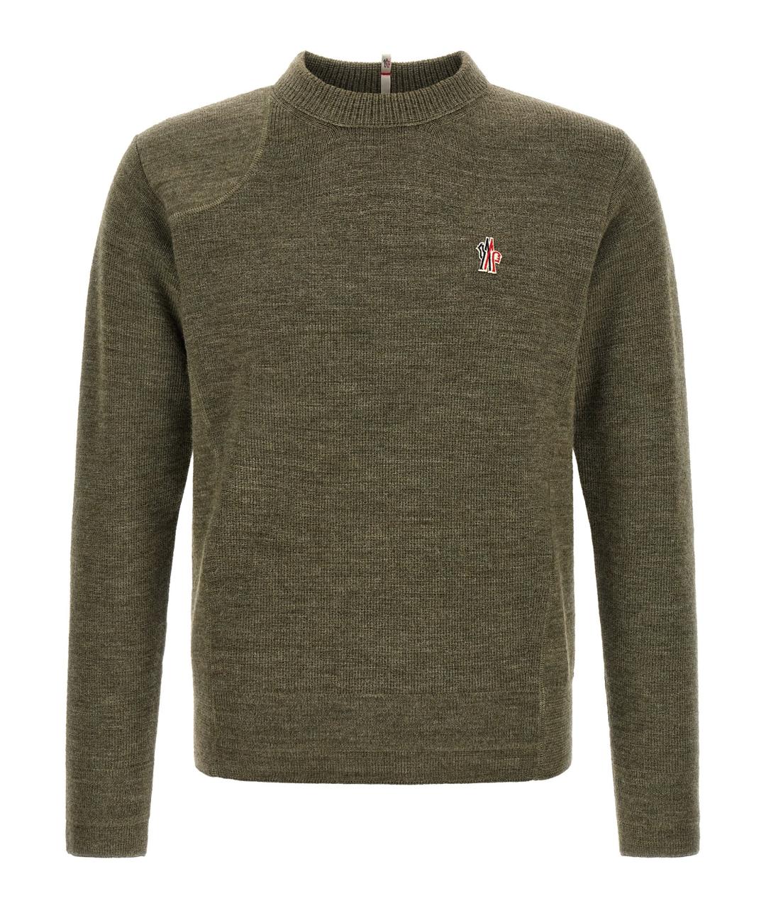 MONCLER GRENOBLE Зеленый шерстяной джемпер / свитер, фото 1