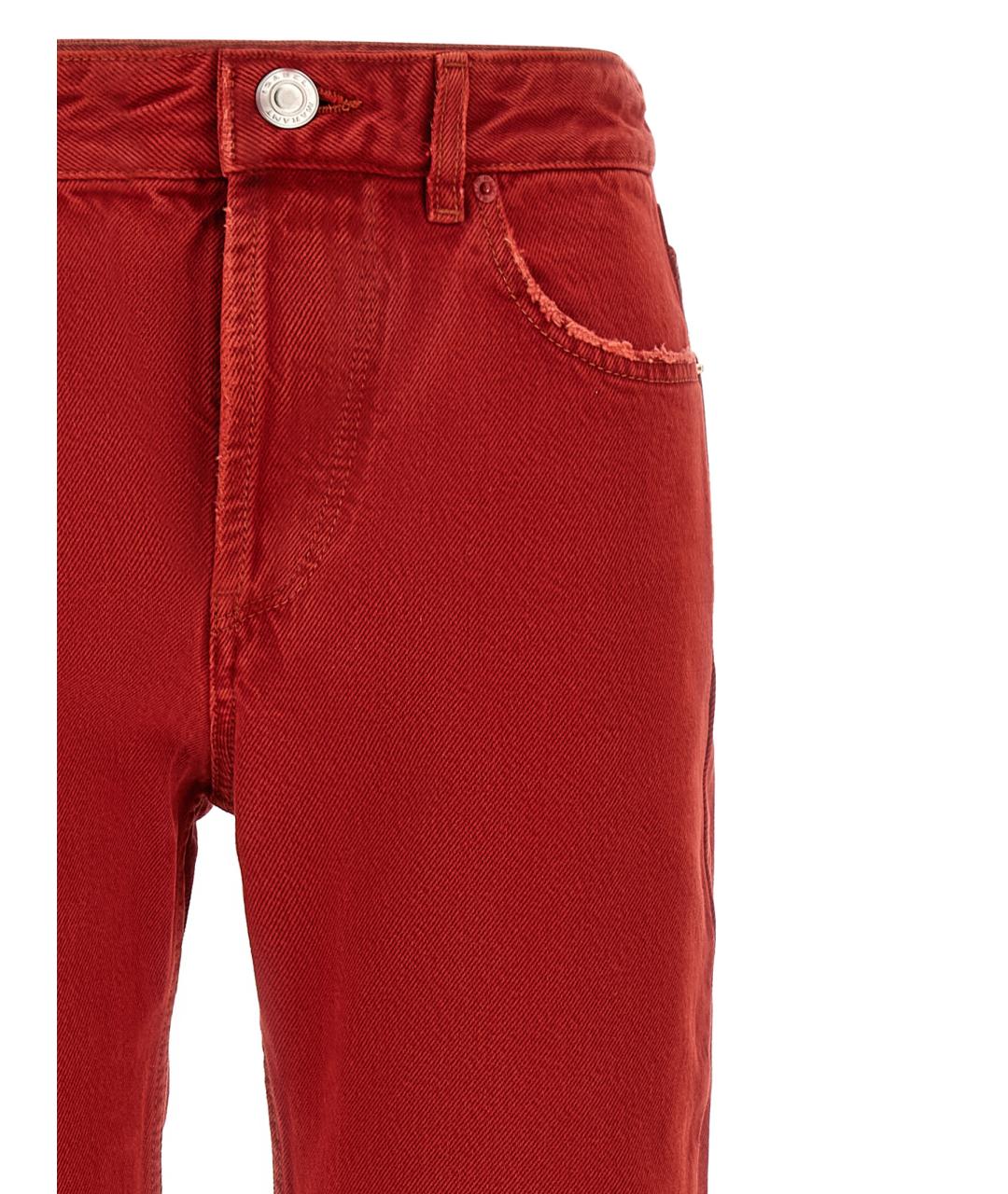 ISABEL MARANT Красные хлопковые прямые джинсы, фото 3