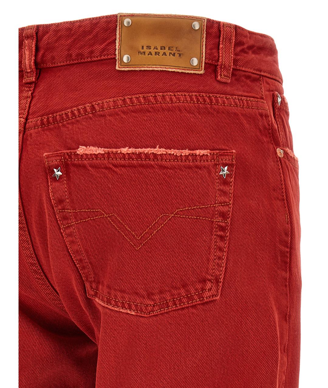 ISABEL MARANT Красные хлопковые прямые джинсы, фото 4
