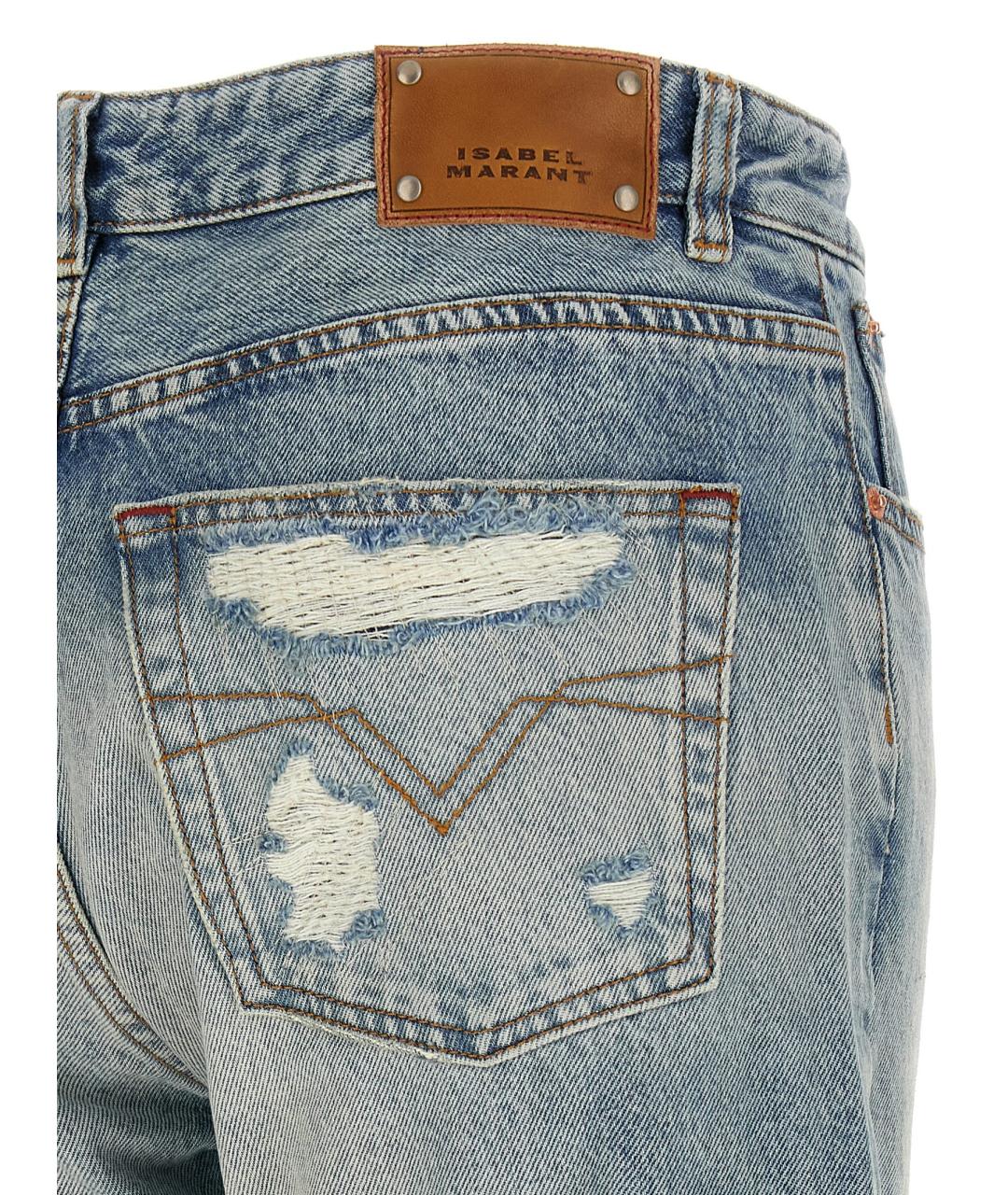 ISABEL MARANT Голубые хлопковые прямые джинсы, фото 4