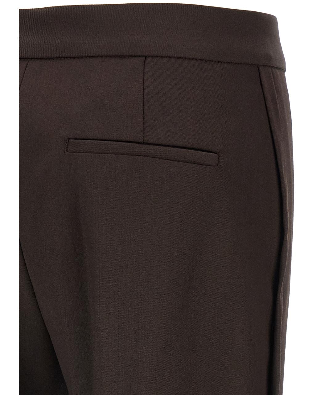 SPORTMAX Коричневые шерстяные прямые брюки, фото 4