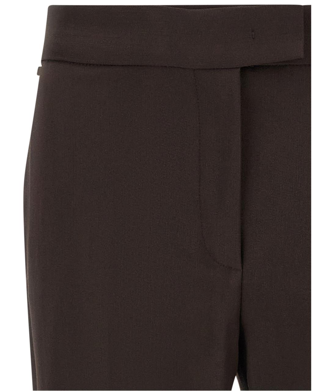 SPORTMAX Коричневые шерстяные прямые брюки, фото 3