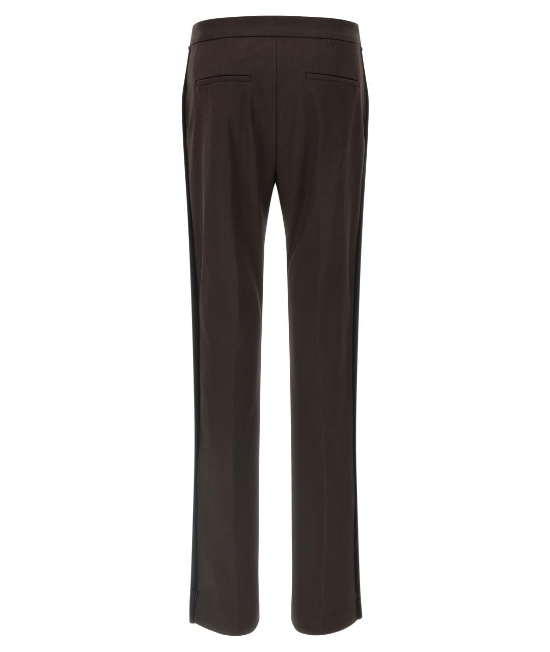SPORTMAX Коричневые шерстяные прямые брюки, фото 2