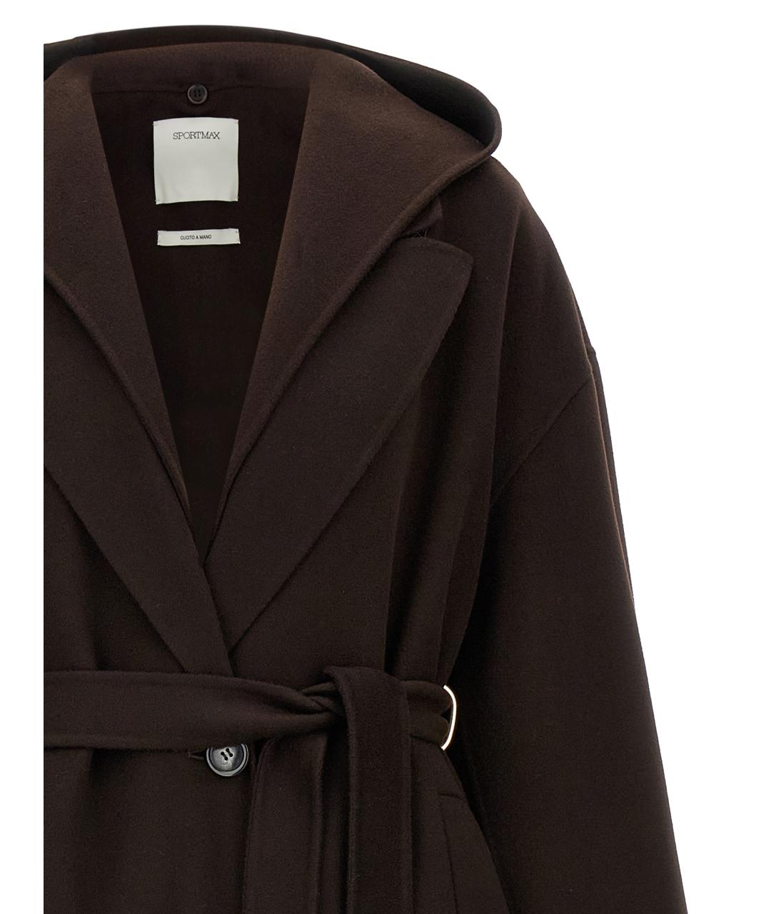 SPORTMAX Коричневое шерстяное пальто, фото 4