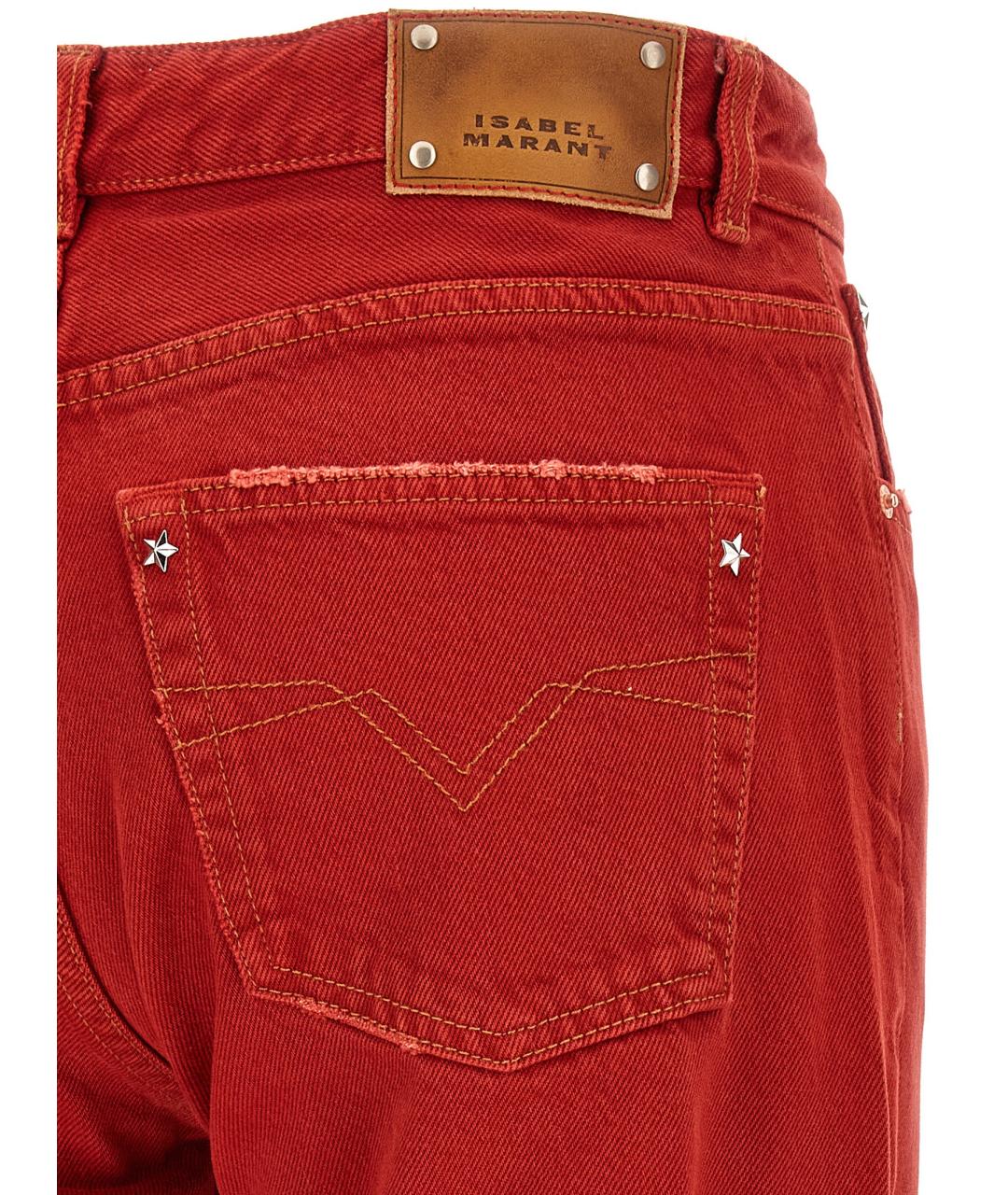 ISABEL MARANT Красные хлопковые прямые джинсы, фото 3