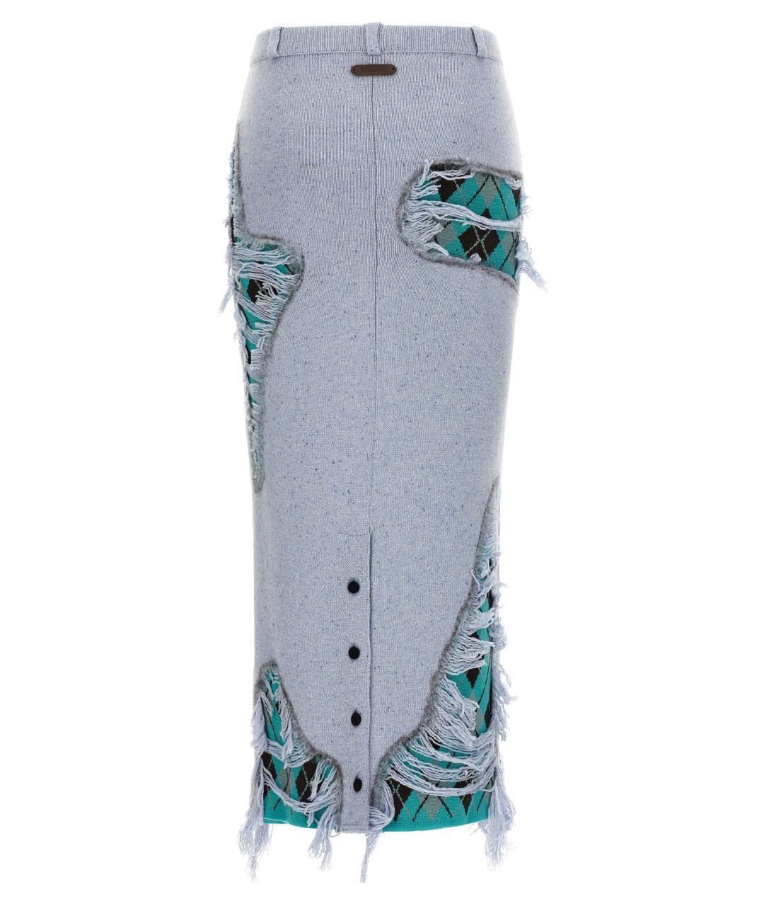MOSCHINO Голубая шерстяная юбка миди, фото 2