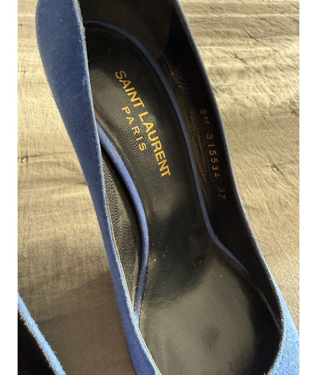 SAINT LAURENT Синие замшевые туфли, фото 7