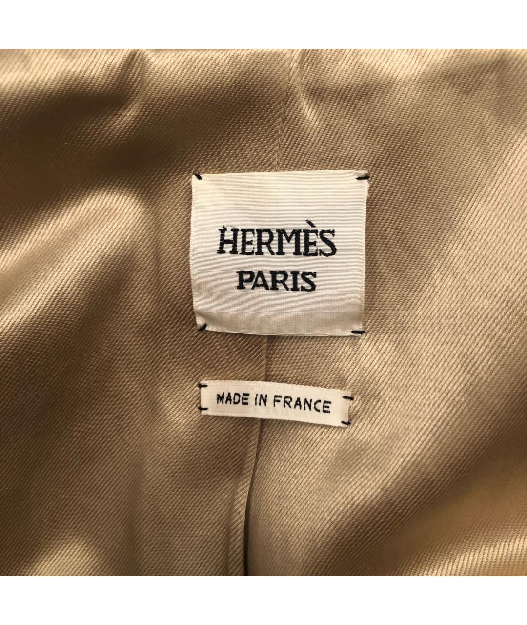 HERMES Бежевое шерстяное пальто, фото 4