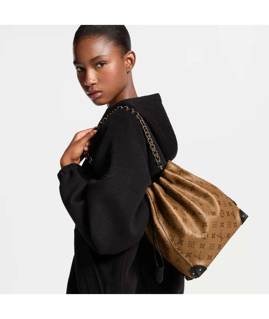 LOUIS VUITTON Коричневая кожаная сумка через плечо, фото 5