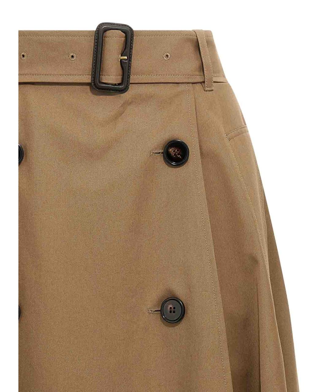 BURBERRY Коричневая хлопковая юбка миди, фото 3