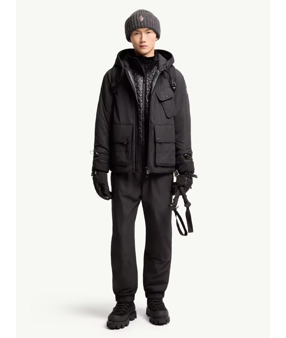 MONCLER Черные полиэстеровые повседневные брюки, фото 4