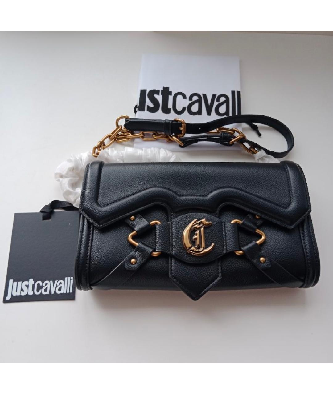 JUST CAVALLI Черная сумка через плечо из искусственной кожи, фото 6