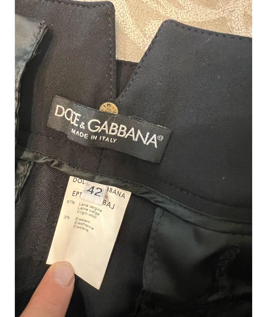 DOLCE&GABBANA Черные шерстяные прямые брюки, фото 3