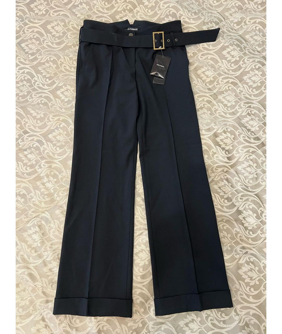 DOLCE&GABBANA Черные шерстяные прямые брюки, фото 5