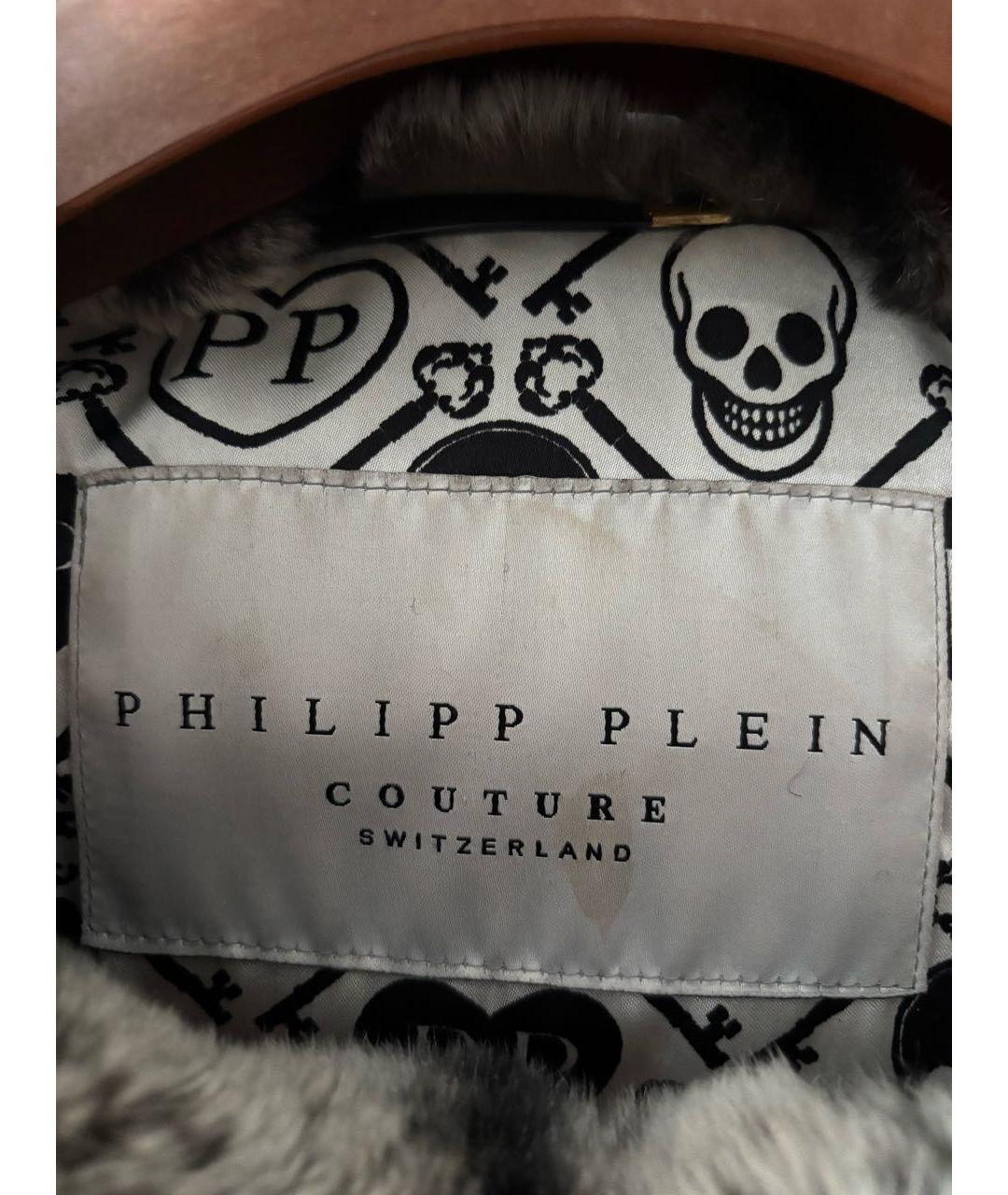 PHILIPP PLEIN Серая меховая шуба, фото 3