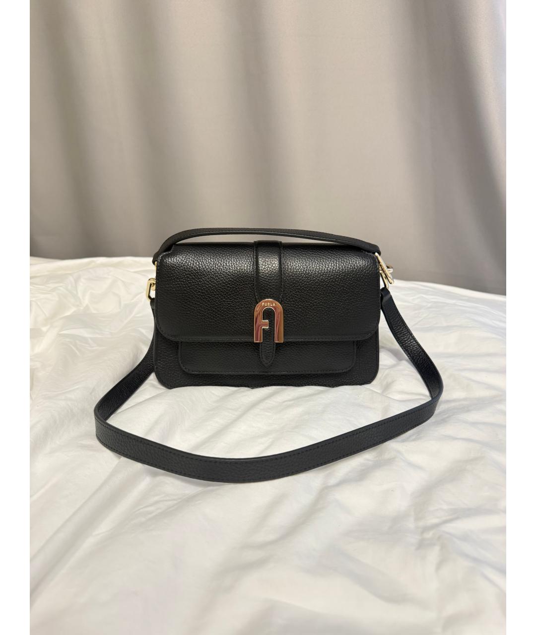 FURLA Черная кожаная сумка через плечо, фото 6