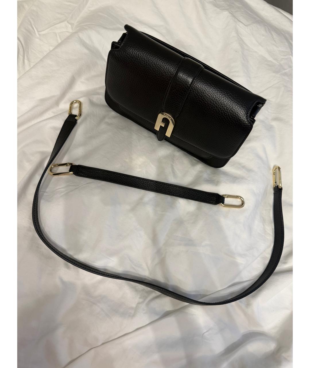 FURLA Черная кожаная сумка через плечо, фото 5