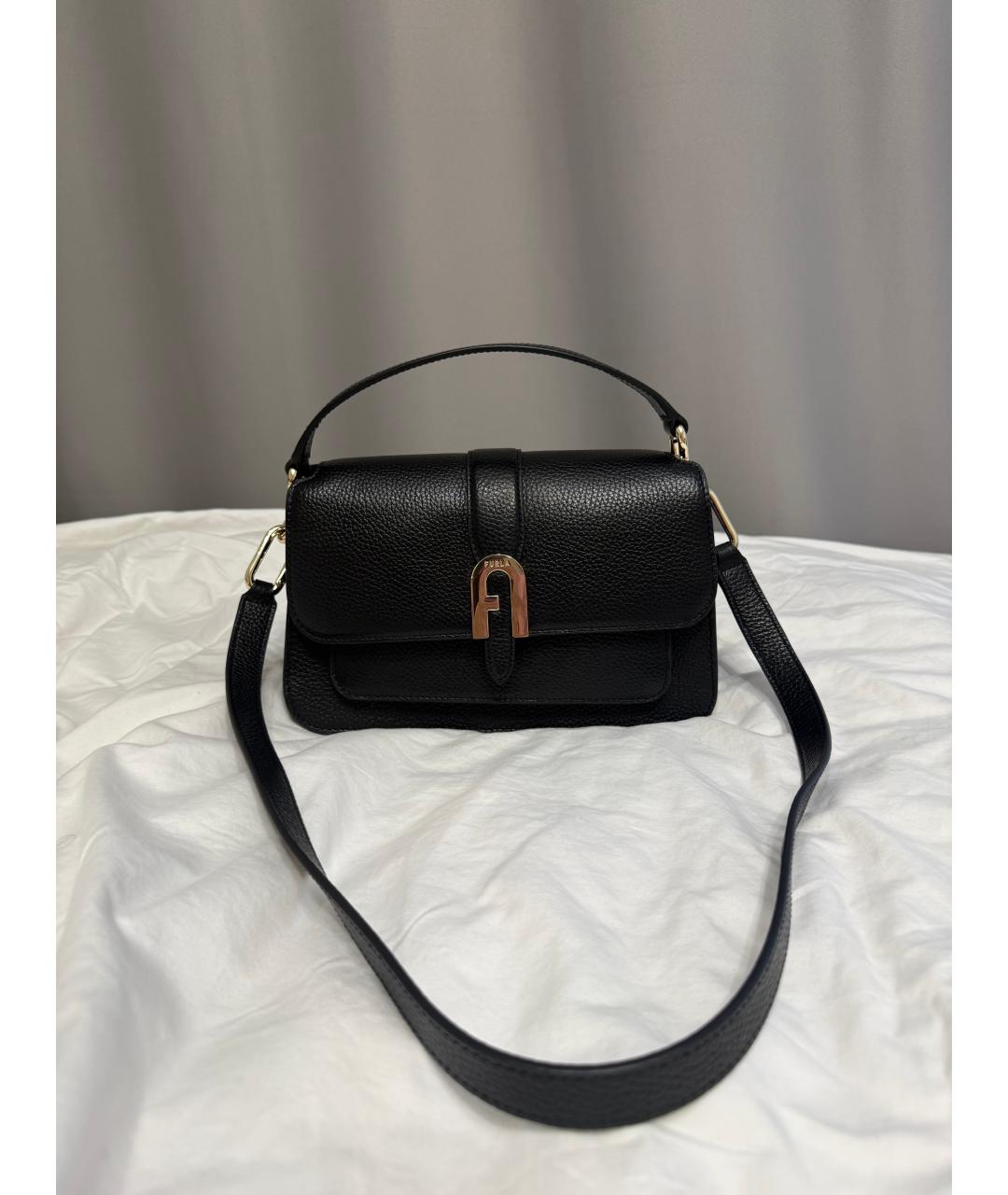 FURLA Черная кожаная сумка через плечо, фото 8