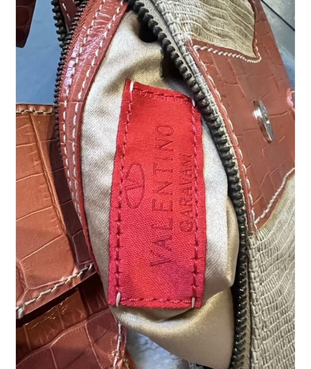 VALENTINO Оранжевая кожаная сумка через плечо, фото 5
