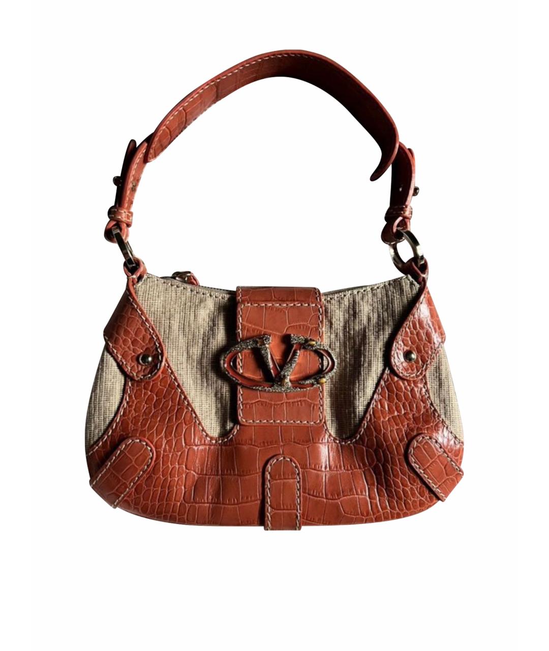 VALENTINO Оранжевая кожаная сумка через плечо, фото 1