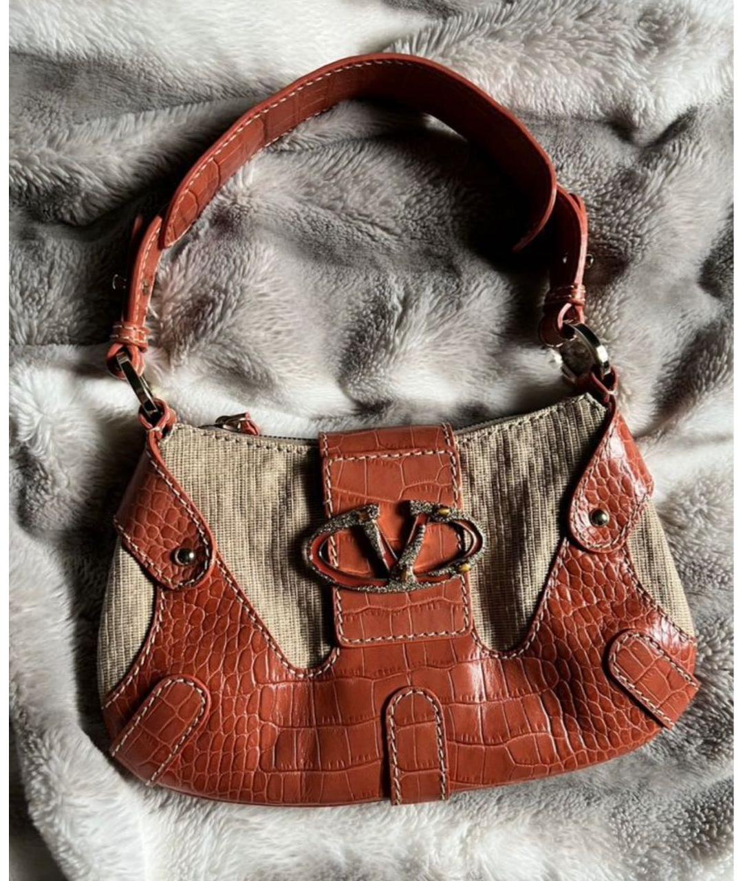 VALENTINO Оранжевая кожаная сумка через плечо, фото 7