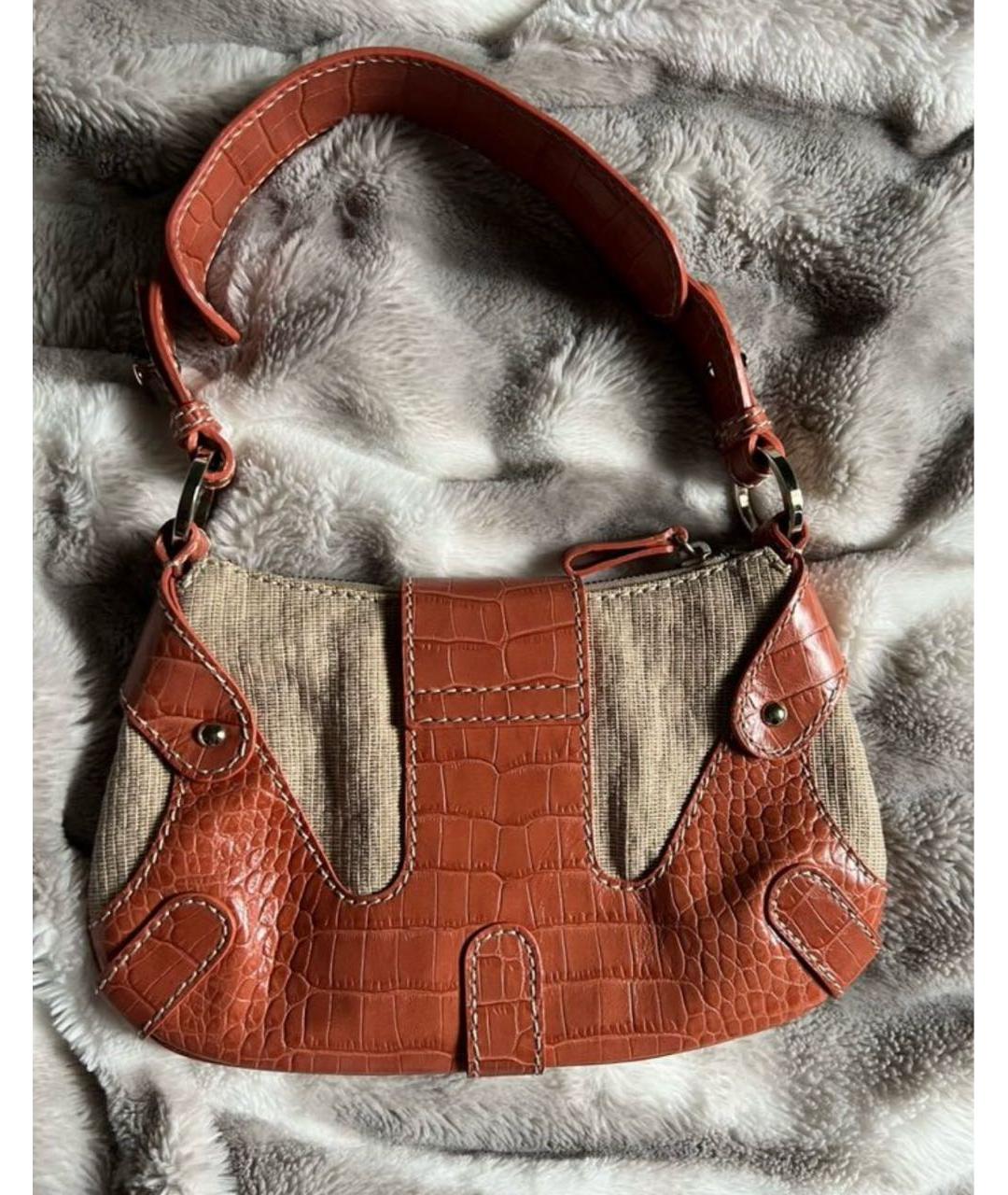 VALENTINO Оранжевая кожаная сумка через плечо, фото 2