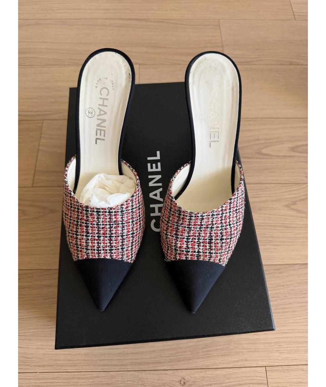 CHANEL Бордовые текстильные мюли, фото 2