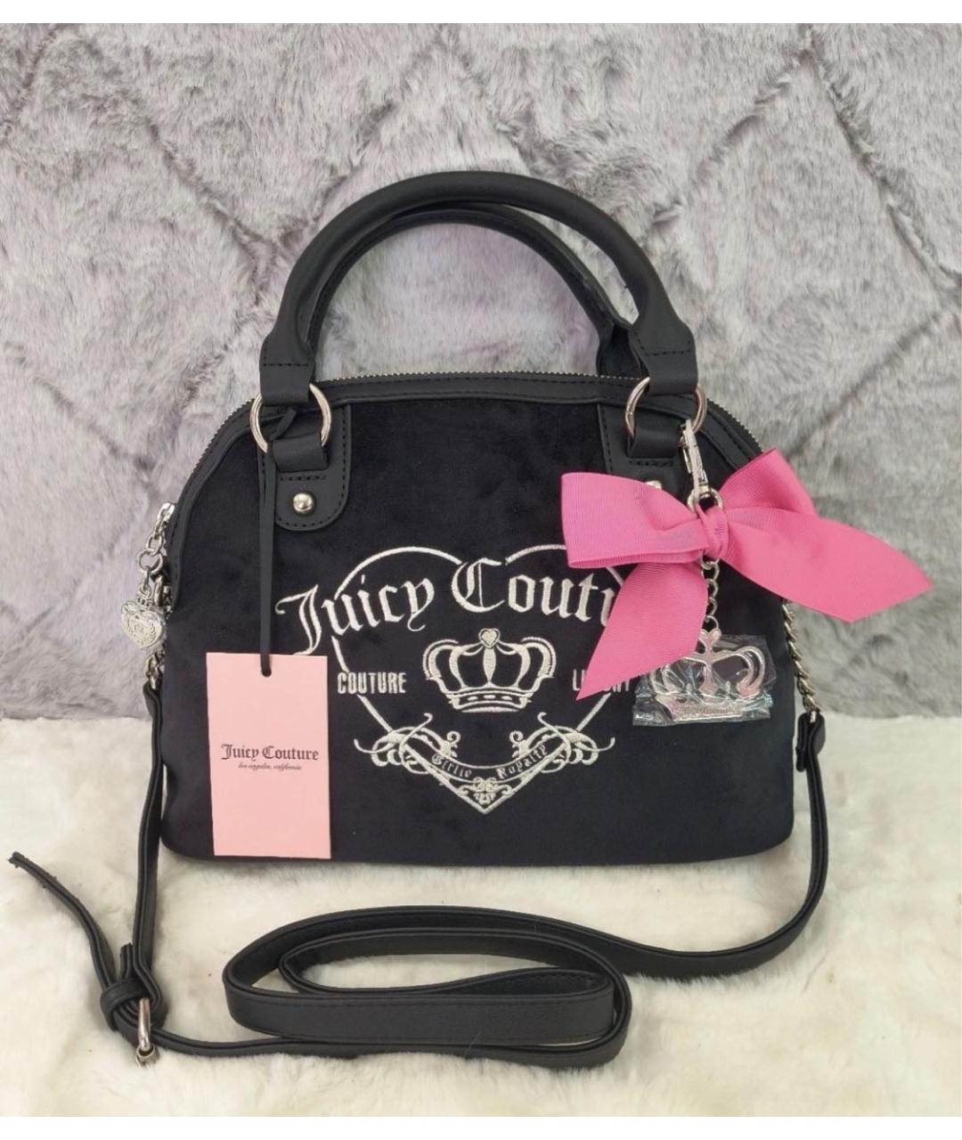 JUICY COUTURE Черная бархатная сумка с короткими ручками, фото 4