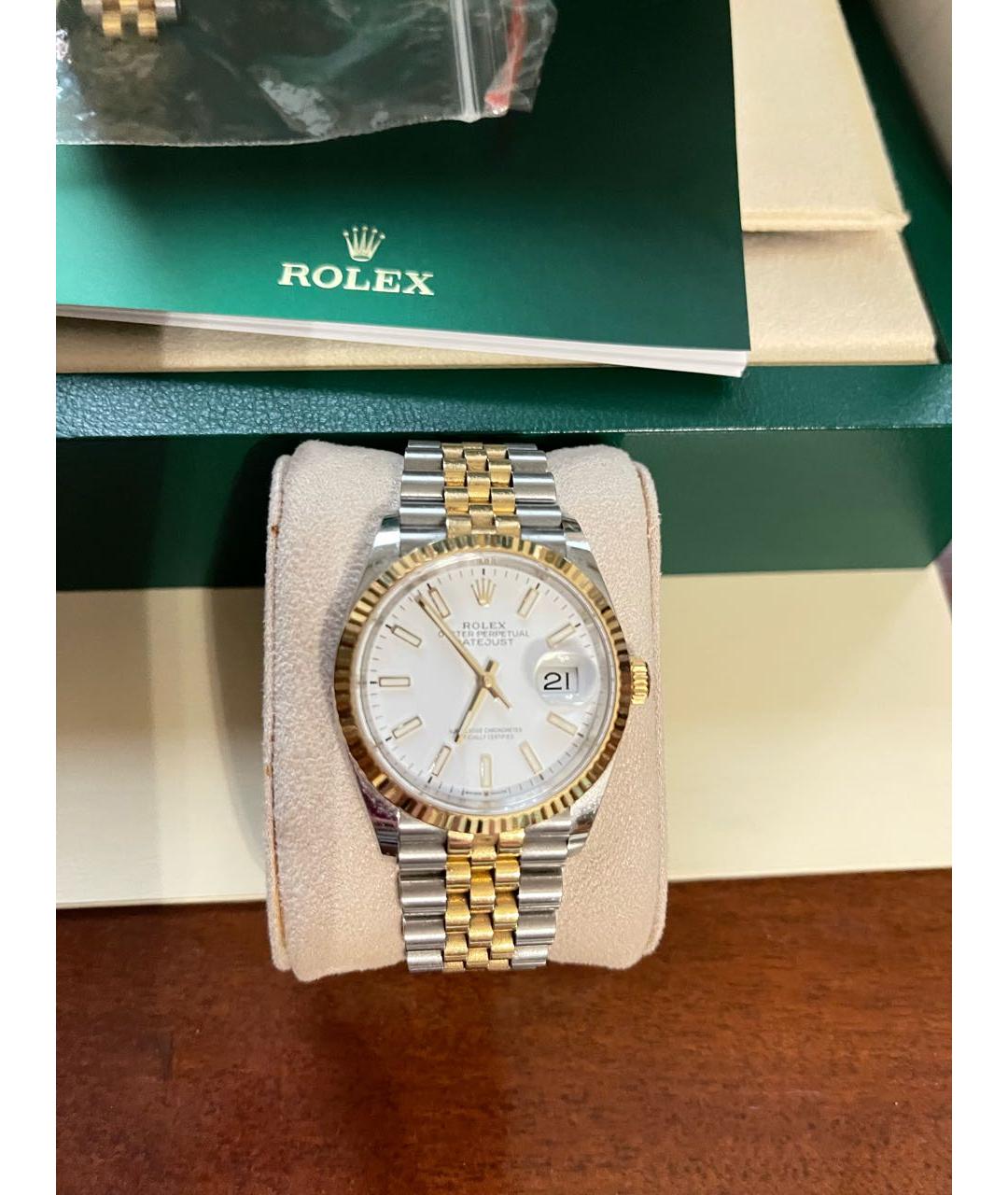ROLEX Белые часы из желтого золота, фото 5
