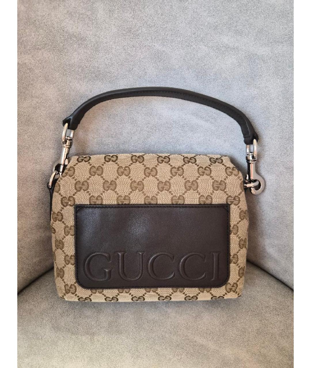 GUCCI Коричневая тканевая сумка через плечо, фото 2