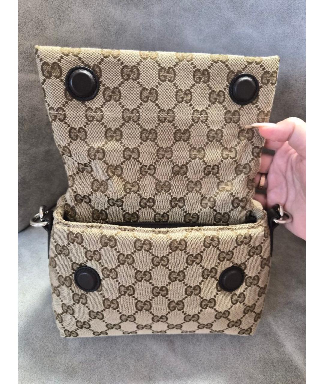 GUCCI Коричневая тканевая сумка через плечо, фото 4