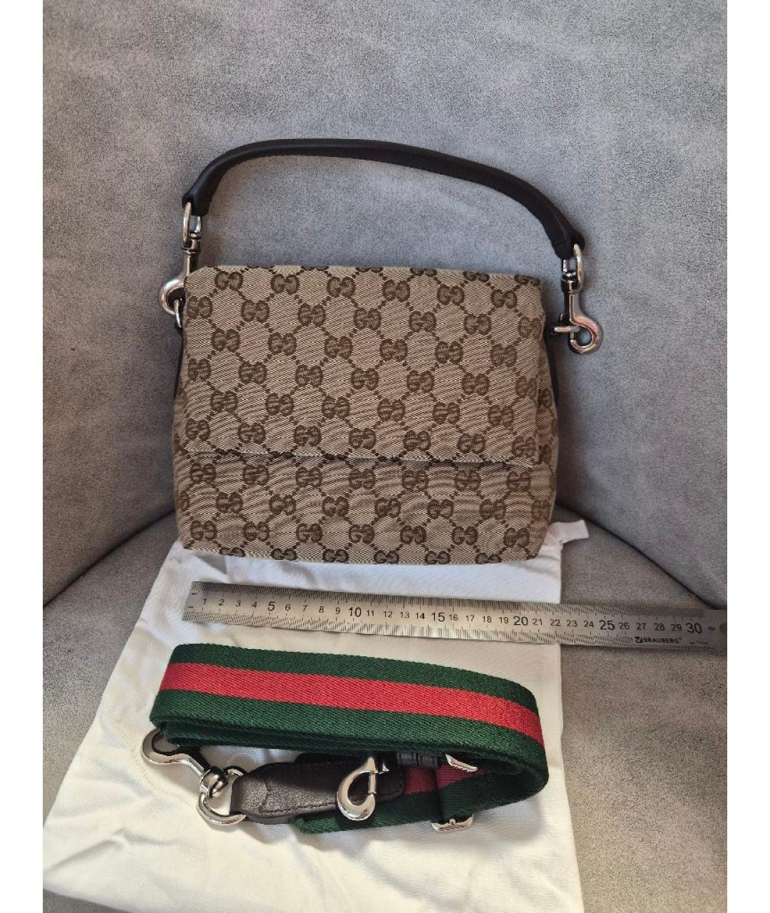 GUCCI Коричневая тканевая сумка через плечо, фото 3