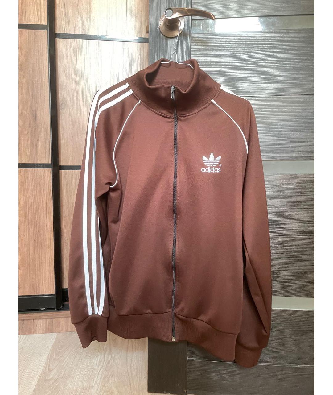 ADIDAS Коричневая полиэстеровая спортивная куртка, фото 5