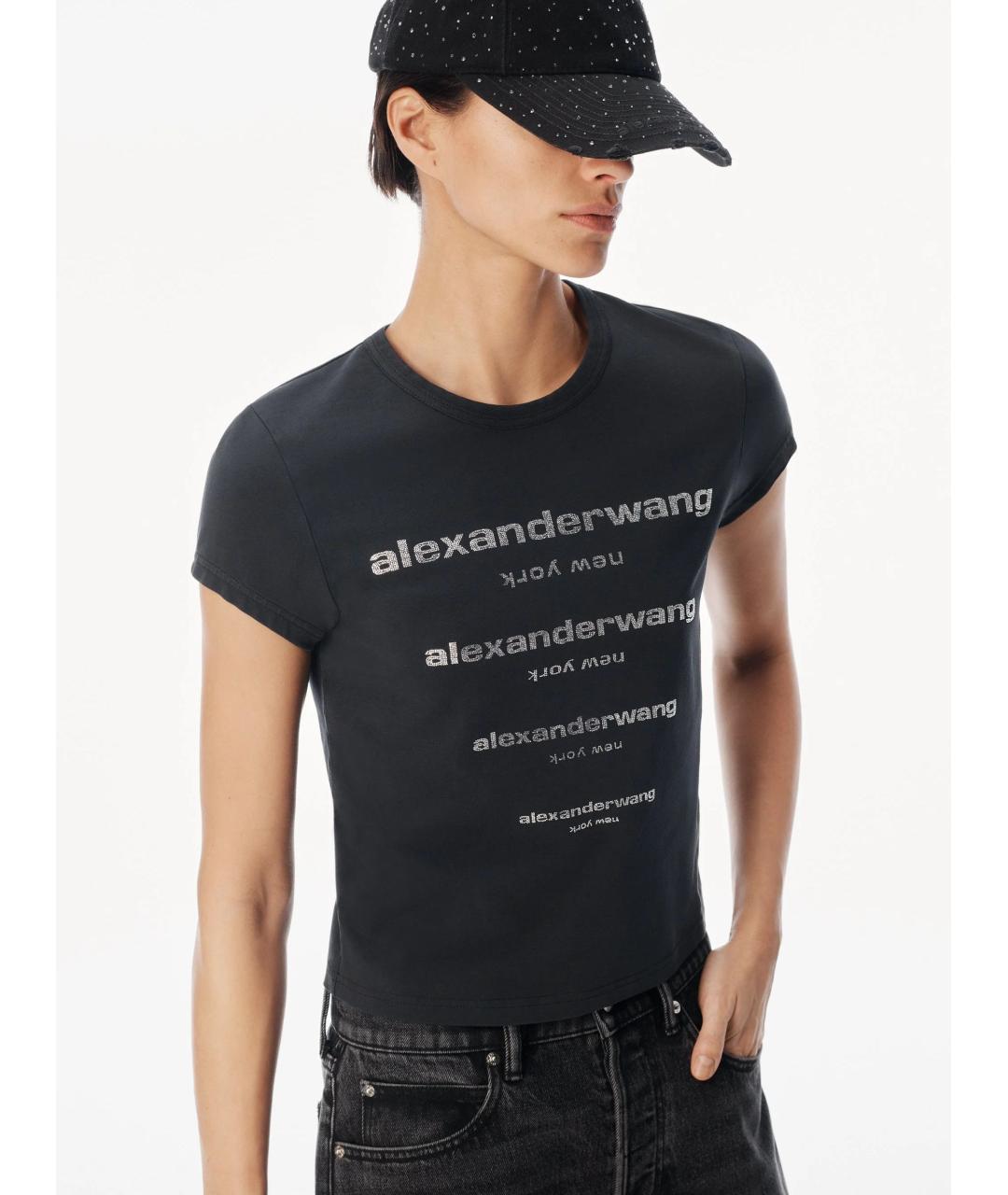 ALEXANDER WANG Черная хлопковая футболка, фото 2