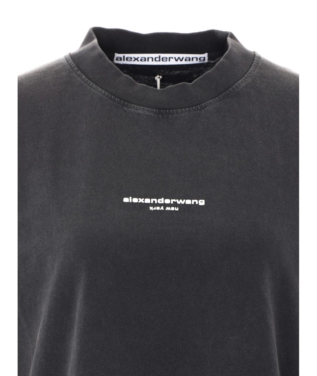 ALEXANDER WANG Черная хлопковая футболка, фото 3