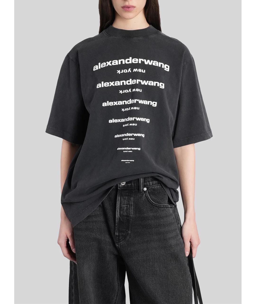 ALEXANDER WANG Черная хлопковая футболка, фото 2