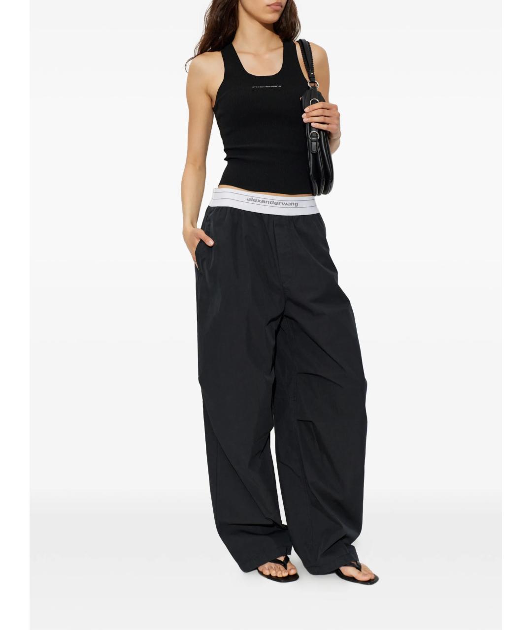 ALEXANDER WANG Черные хлопковые брюки широкие, фото 2