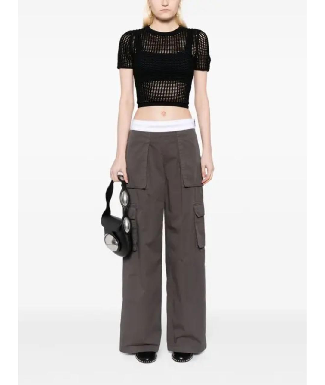 ALEXANDER WANG Серые хлопковые брюки широкие, фото 2