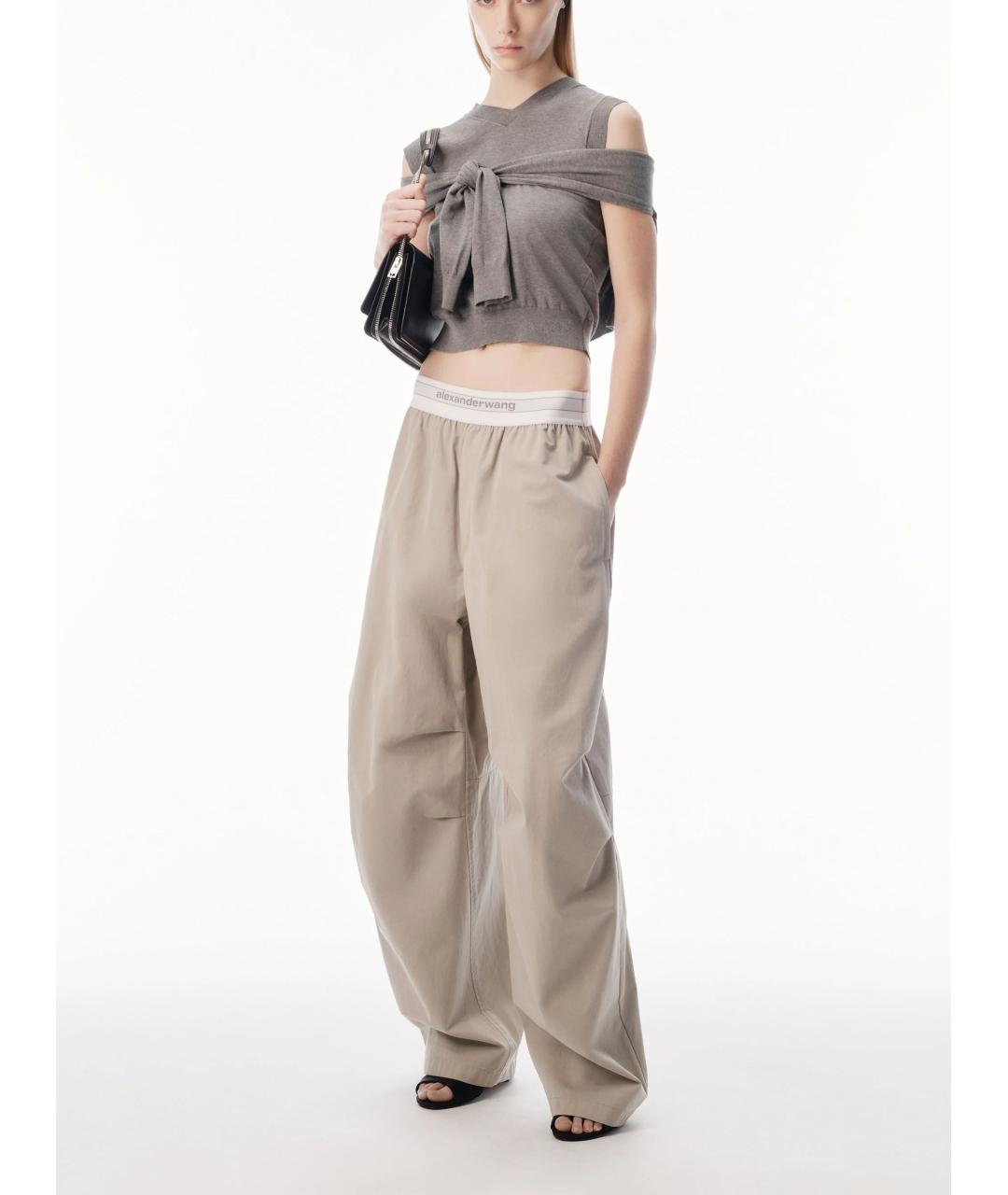 ALEXANDER WANG Бежевые хлопковые брюки широкие, фото 2