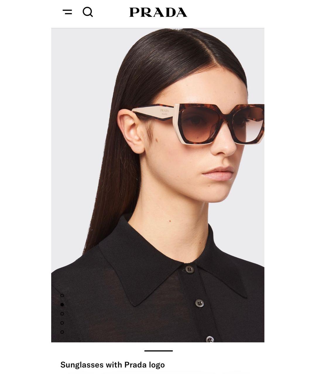 PRADA Коричневые пластиковые солнцезащитные очки, фото 5