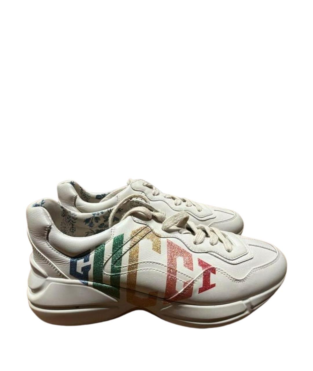 GUCCI Бежевые кожаные кроссовки, фото 1