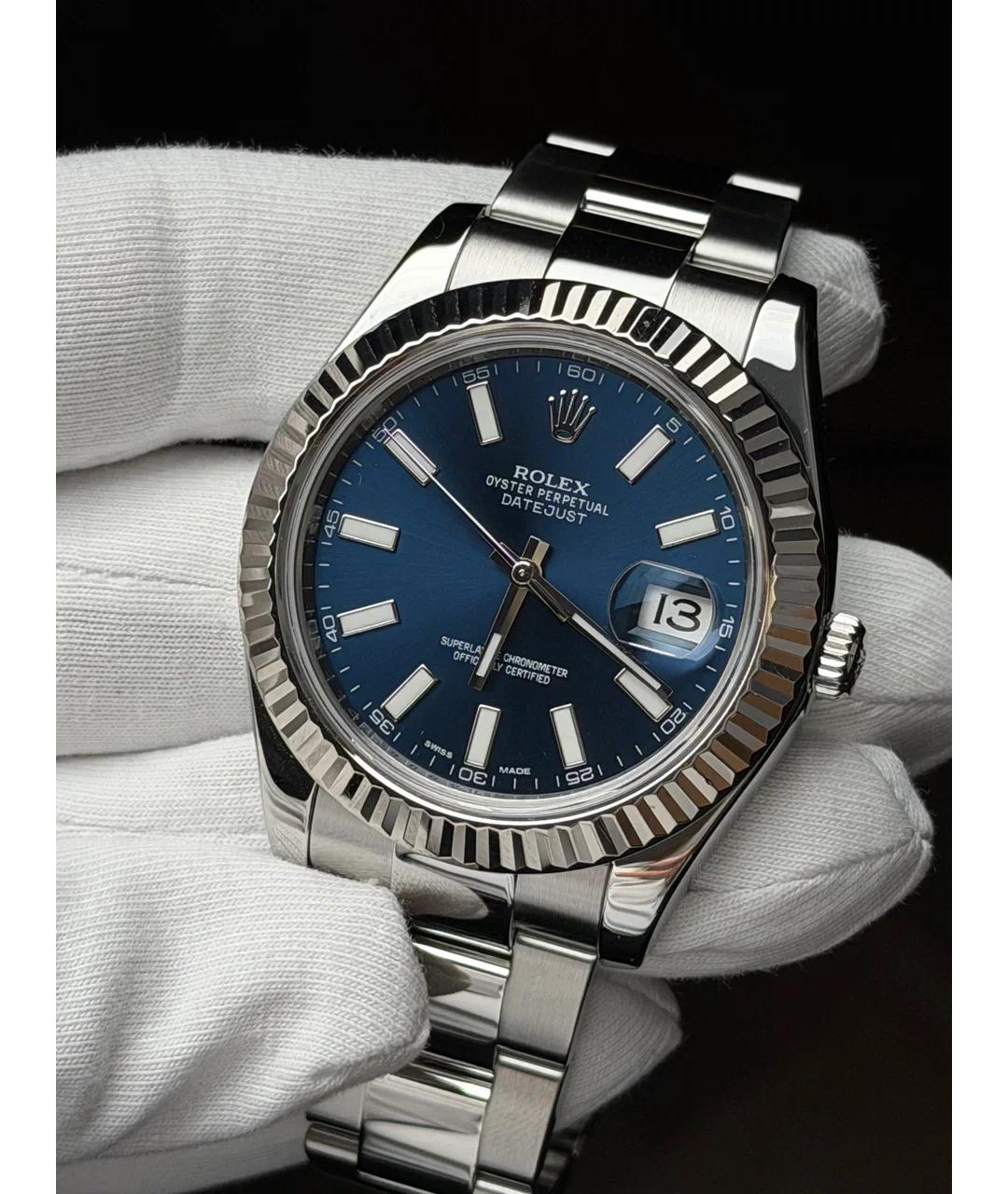 ROLEX Синие часы из белого золота, фото 2