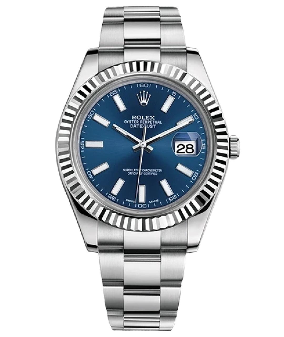 ROLEX Синие часы из белого золота, фото 1