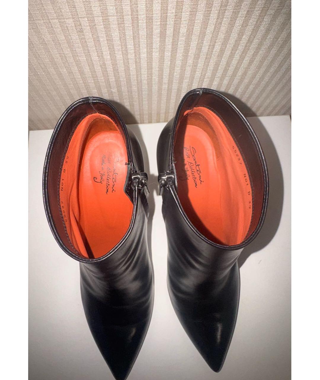 SANTONI Черные кожаные ботильоны, фото 3