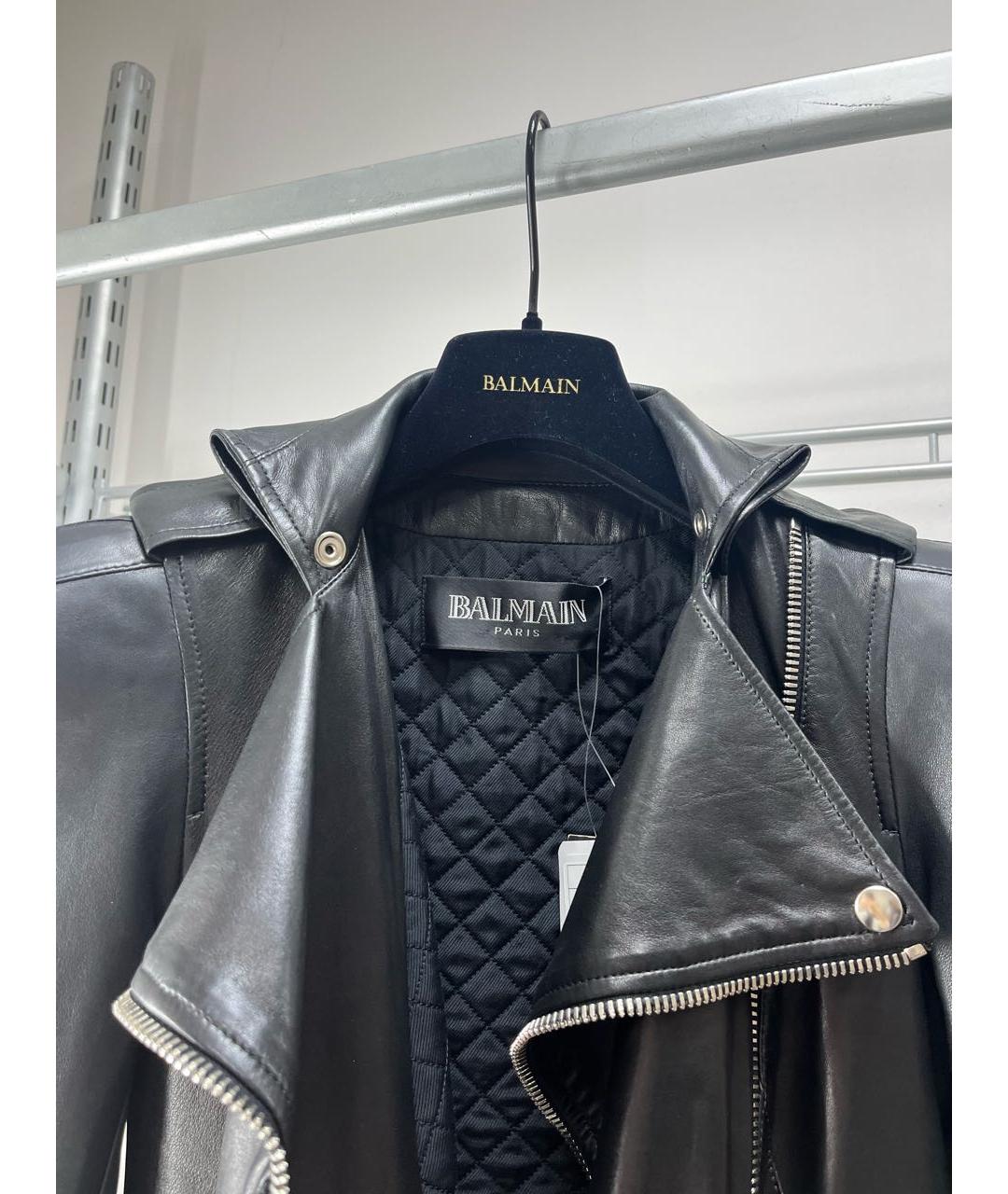BALMAIN Черная кожаная куртка, фото 2