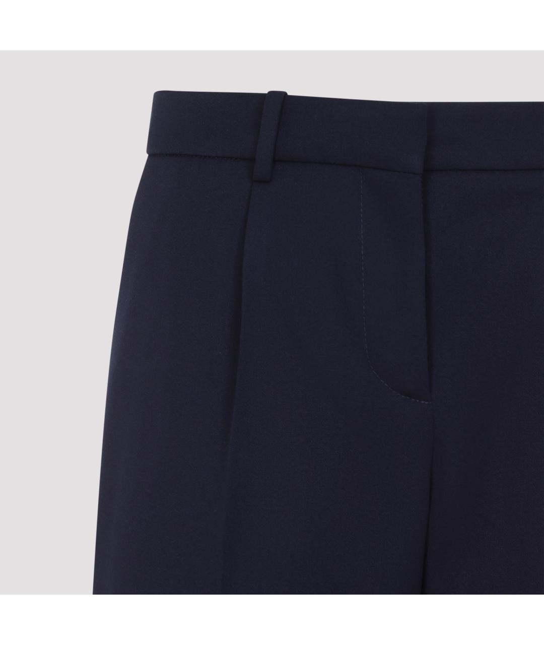 BALENCIAGA Темно-синие шерстяные прямые брюки, фото 4