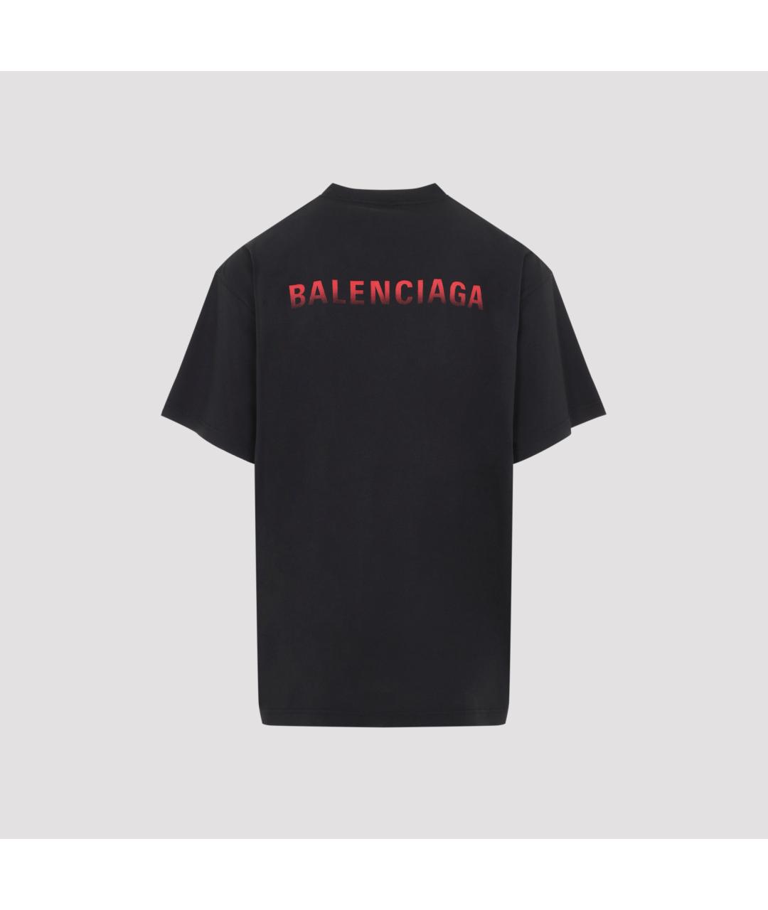 BALENCIAGA Черная хлопковая футболка, фото 2