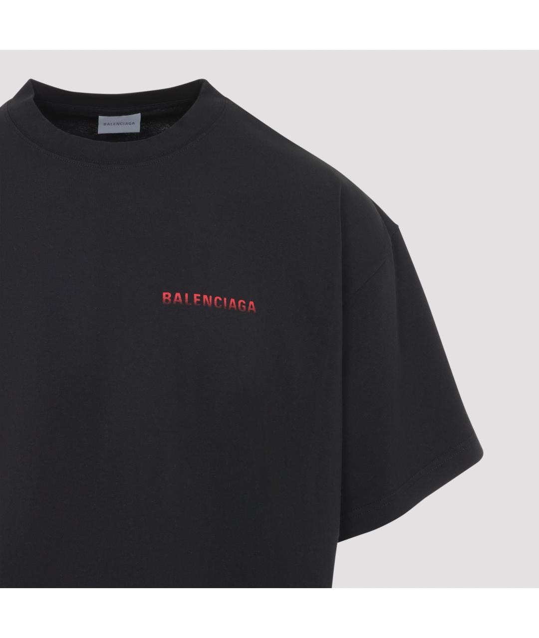 BALENCIAGA Черная хлопковая футболка, фото 3